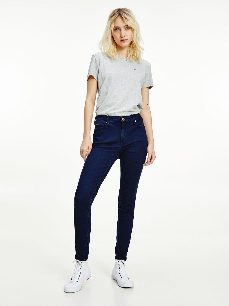 Női Tommy Hilfiger Deep Wash Skinny Fit Farmer Nadrág Sötétkék | HU 191RVD